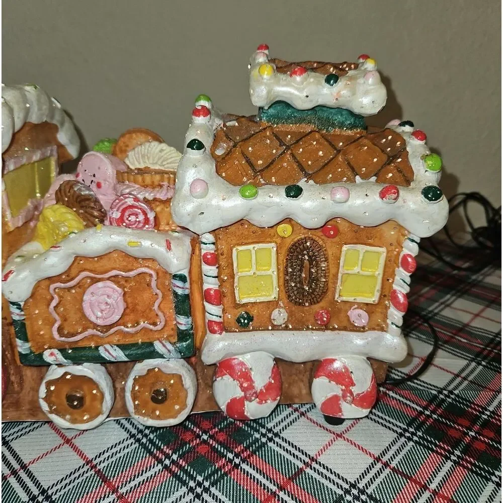 Gingerbread Cookies Fiber Optic Lighted Holiday Train
